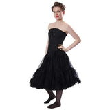 835 Samantha Luxury Tea-Length 26 in Chiffon Petticoat - Black