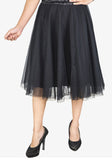 Women's Vintage Halloween Costume A Line Midi Tulle Skirt-Black