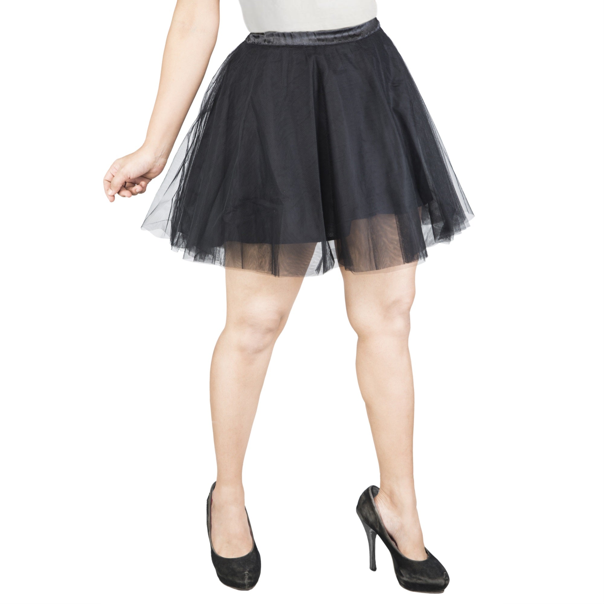 Women's Halloween Costume Mini Tulle Skirt-Festive Look Crinoline-Black