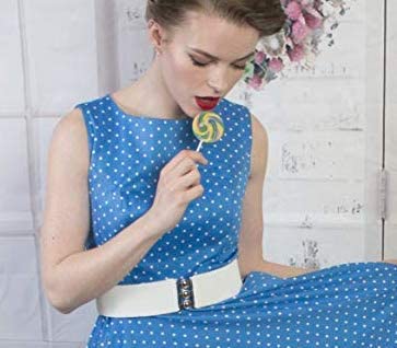 Belts Women's Vintage Belt with Elastic Cinch Stretch Waist and Metal Hook - White malcomodes-biz.myshopify.com