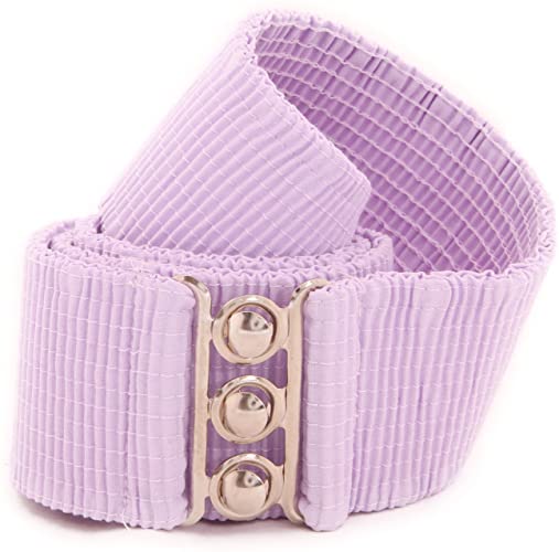 Women's Vintage Belt with Elastic Cinch Stretch Waist and Metal Hook - Lilac