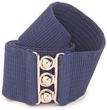 Women's Vintage Belt with Elastic Cinch Stretch Waist and Metal Hook - Navy Blue