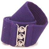 Women's Vintage Belt with Elastic Cinch Stretch Waist and Metal Hook - Purple