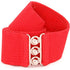 Women's Vintage Belt with Elastic Cinch Stretch Waist and Metal Hook - Red