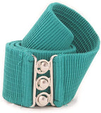 Women's Vintage Belt with Elastic Cinch Stretch Waist and Metal Hook - Turquoise
