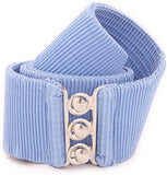 Women's Vintage Belt with Elastic Cinch Stretch Waist and Metal Hook - Wedgewood Blue